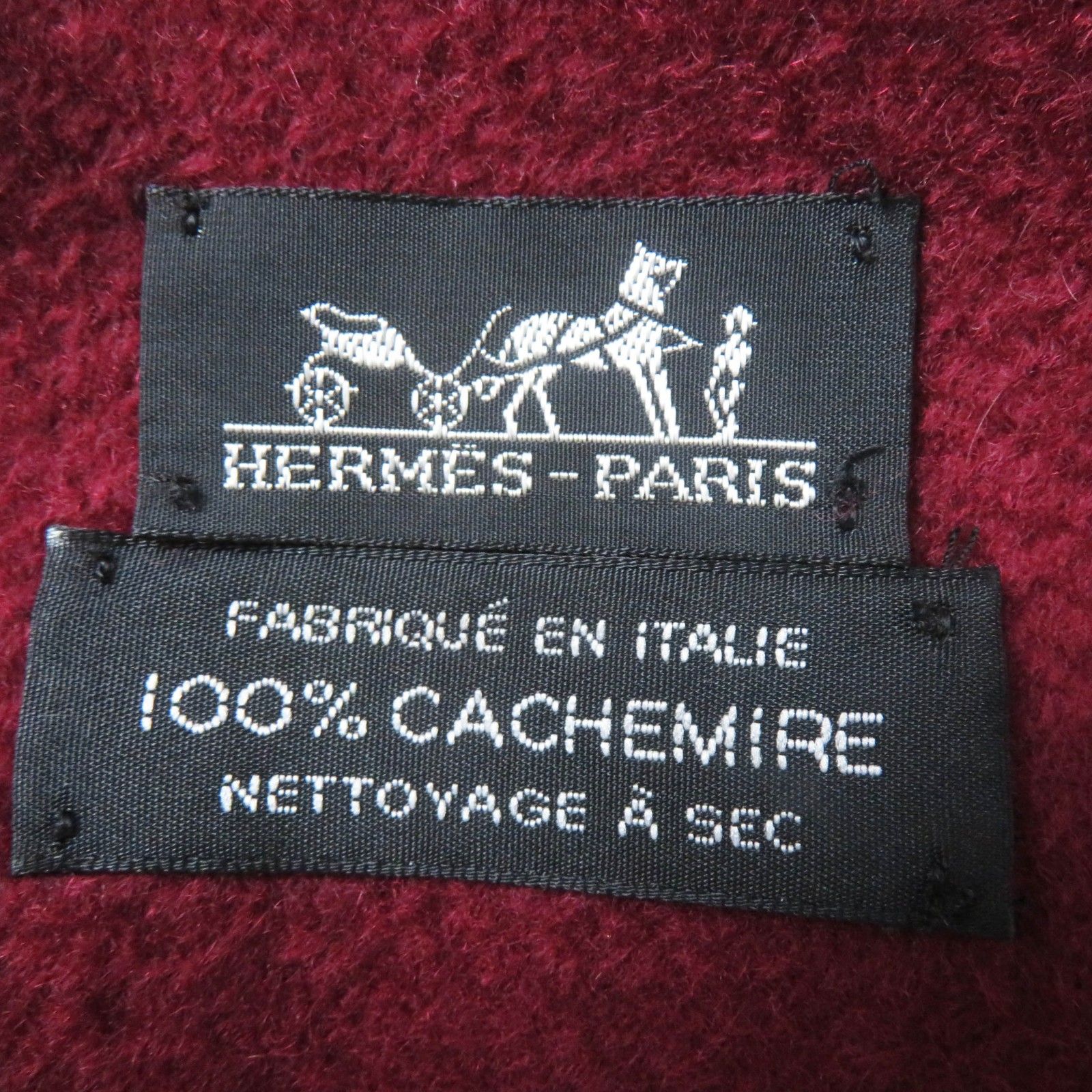 極美品◎HERMES エルメス カシミヤ100％ ロゴ刺繍 フリンジ付き 超大判