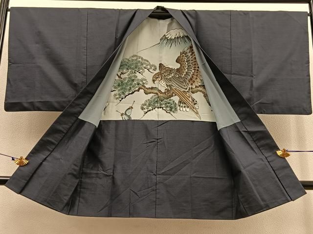 平和屋着物＃羽織 紬地 横縞 正絹 逸品 CAAV5670id