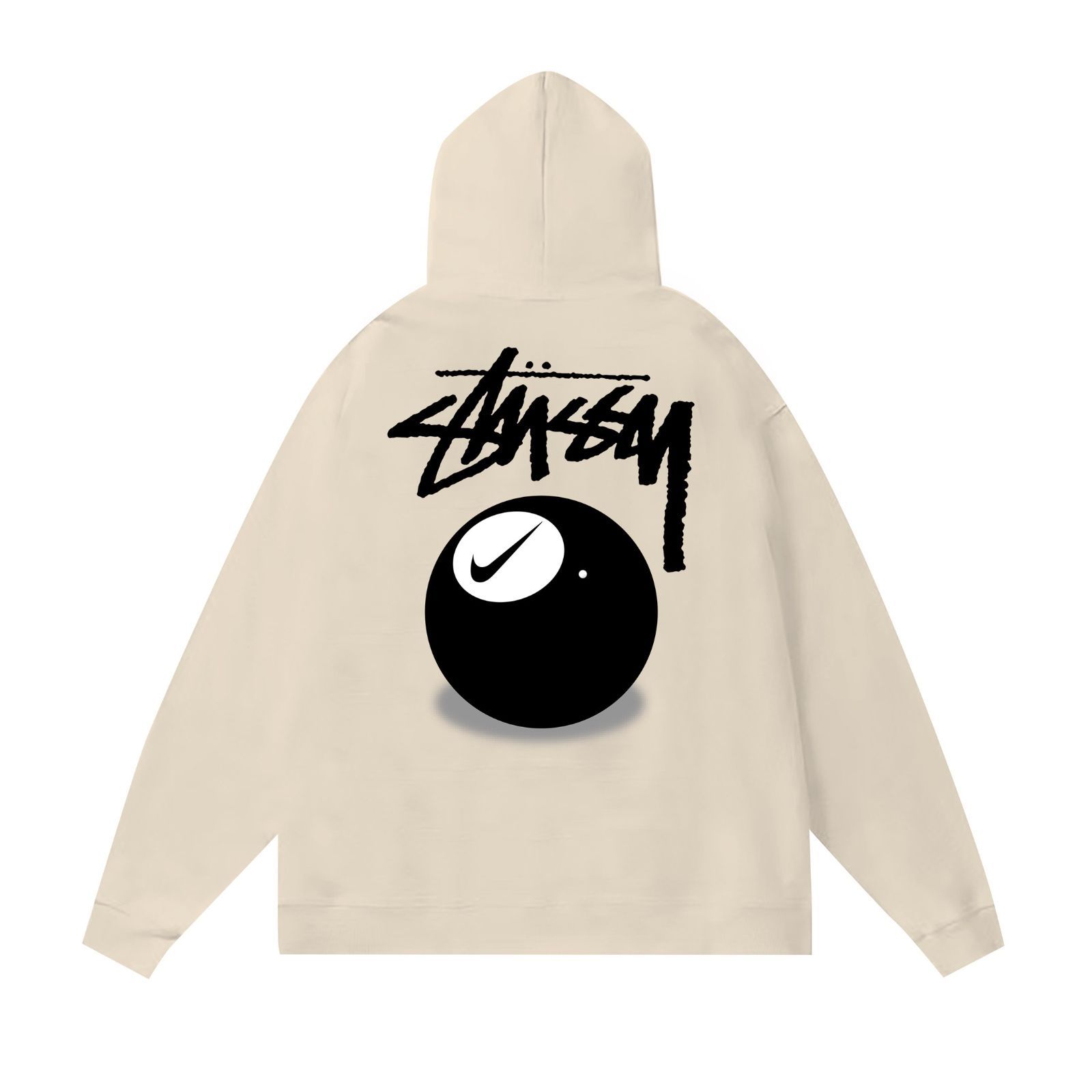 STUSSY ロゴブラックビリヤードプリントフーディ 男女兼用 ホワイト　グレー　ベージュ　3色