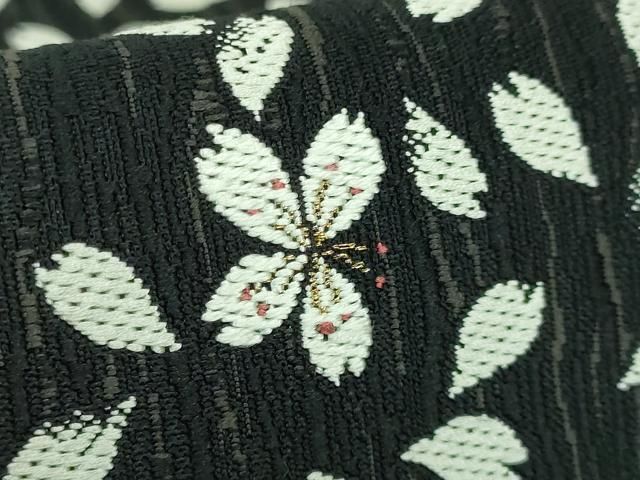 平和屋着物□極上 六通柄袋帯 唐織 舞桜 黒地 金糸 逸品 DZAA7428kh5  