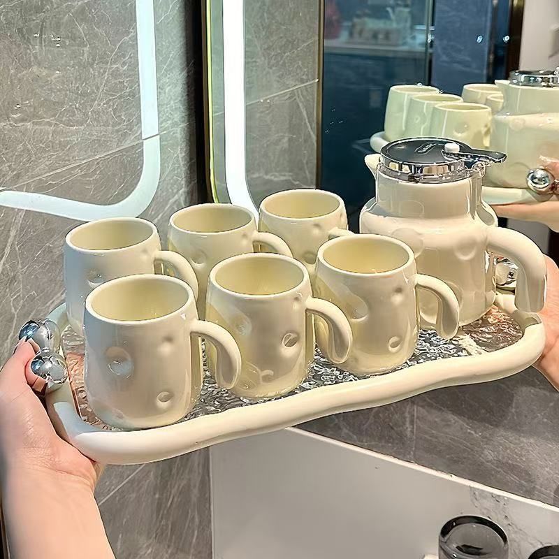 セラミックティーセット おしゃれ 陶器カップ 急須 5点セット 新生活 引越し祝い リビング用 軽奢華 ギフト対応