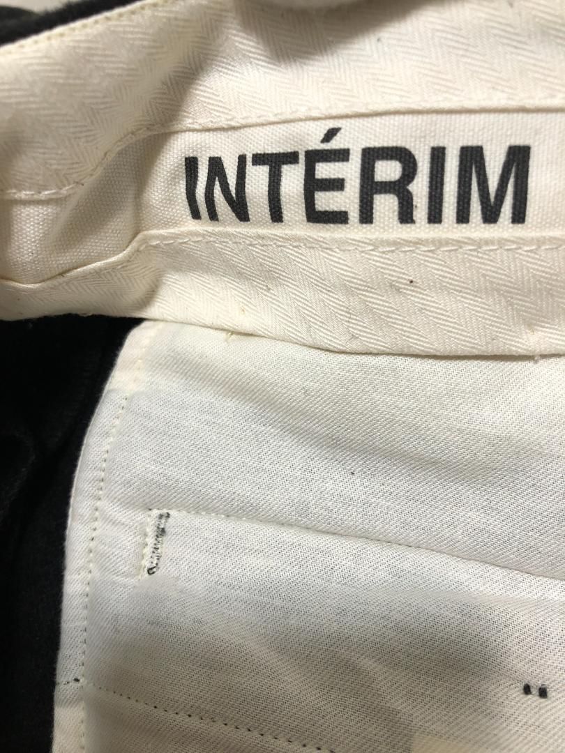 081082 INTERIM ウール カシミヤ ツータック パンツ 4 ブラック カシミア タック スラックス インテリム