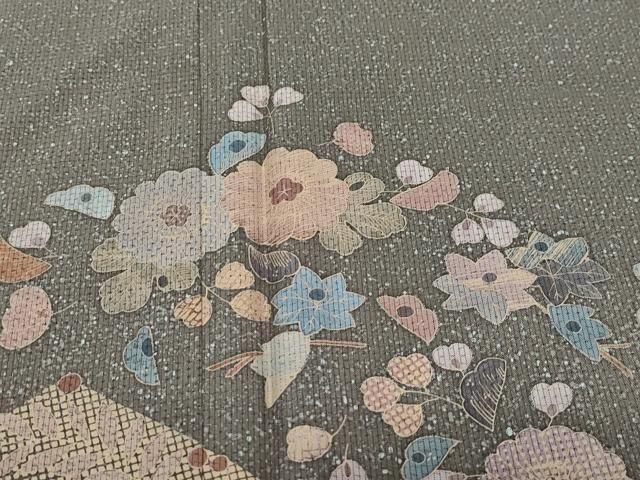 平和屋着物●京友禅の巨匠・頼田勉 臈纈染手描友禅　訪問着　本場染大島紬　辻が花　金彩　正絹　逸品　CAAX0801vf 平和屋着物○京友禅の巨匠・頼田勉 臈纈染手描友禅