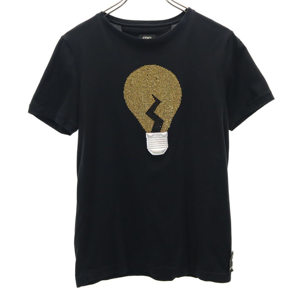 フェンディ イタリア製 半袖 ラインストーン Tシャツ 46 ブラック FENDI メンズ 古着 【240330】 メール便可