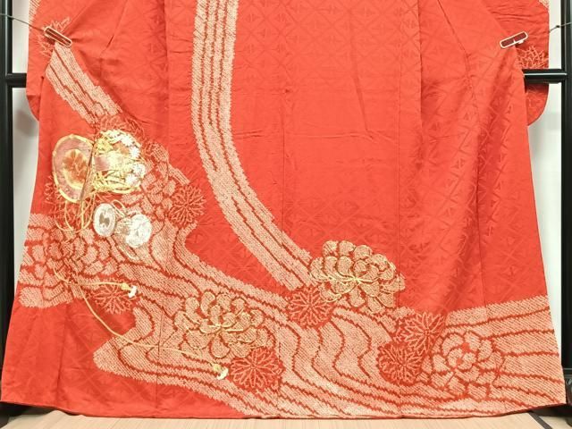 豪華 振袖 絞り 金駒刺繍 裄67 着物 正絹 袷 広衿 RK-2492 豪華振袖 駒刺繍 絞り 草花文 金彩 正絹 逸品 成人式 パーティー