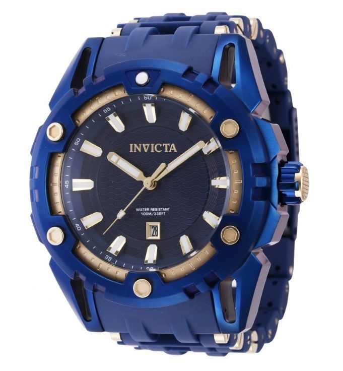 INVICTA インビクタ 腕時計 メンズ クォーツ ブルー・ゴールド カレンダー SEA SPIDER 43845 ポリウレタンバンド
