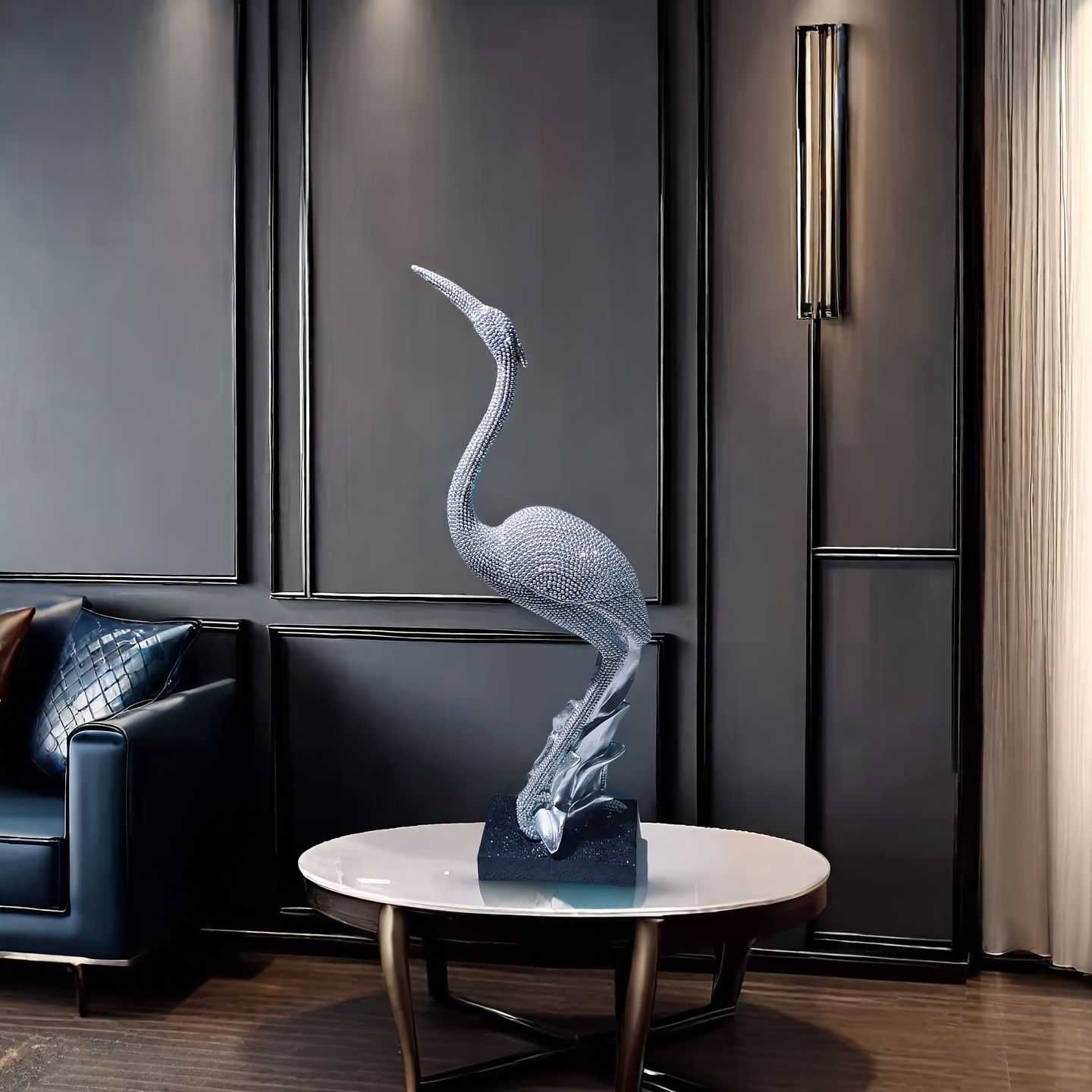 置物 シルバーとブラックの鶴