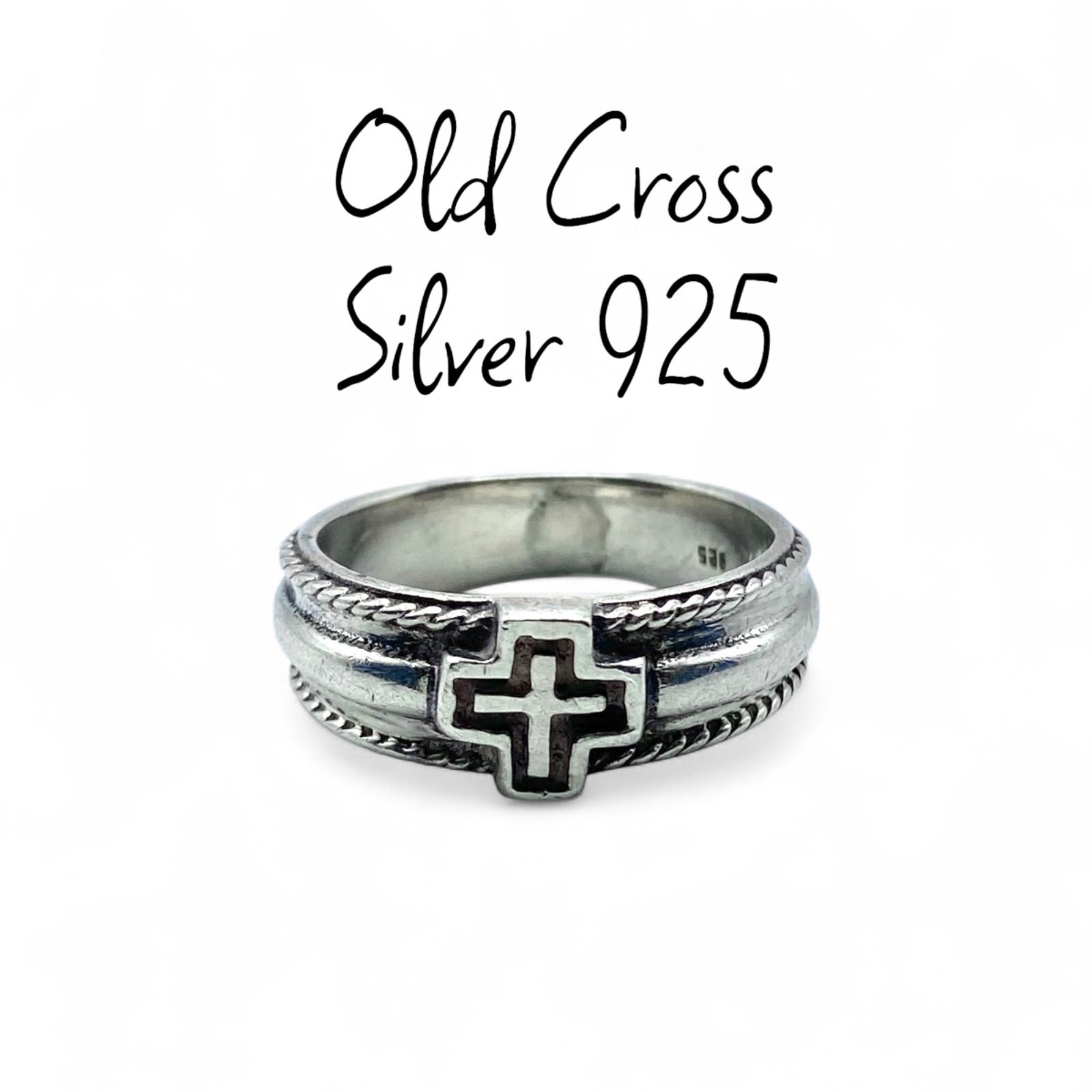 クロスモチーフ 十字架 Silver 925 刻印 90s Vintage Design Ring シルバー ヴィンテージ デザイン リング 18号 クラシック