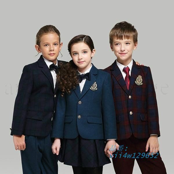 上下セット ジュニア キッズスーツ 男の子 女の子スーツキッズ 欧米風 小学生 制服 受験 制服3点セット 卒業式 面接 スーツ vii4w129652