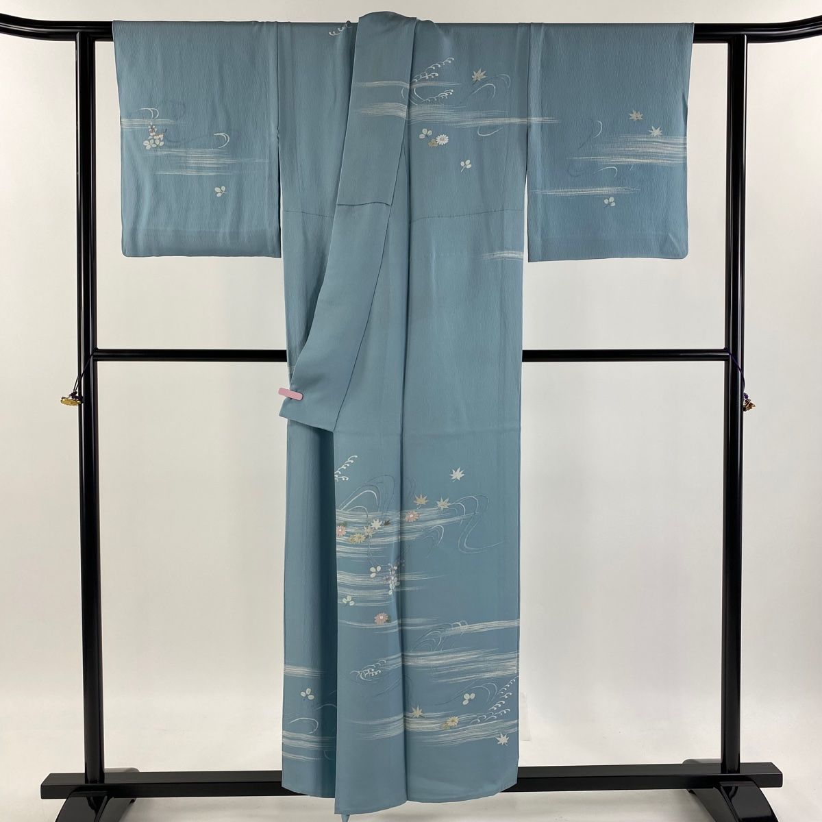 身丈152センチ　お振り袖　正絹ふ17 振袖 身丈157.5cm 裄丈63cm S 袷 桧扇 梅 金彩 ぼかし 朱色 正絹