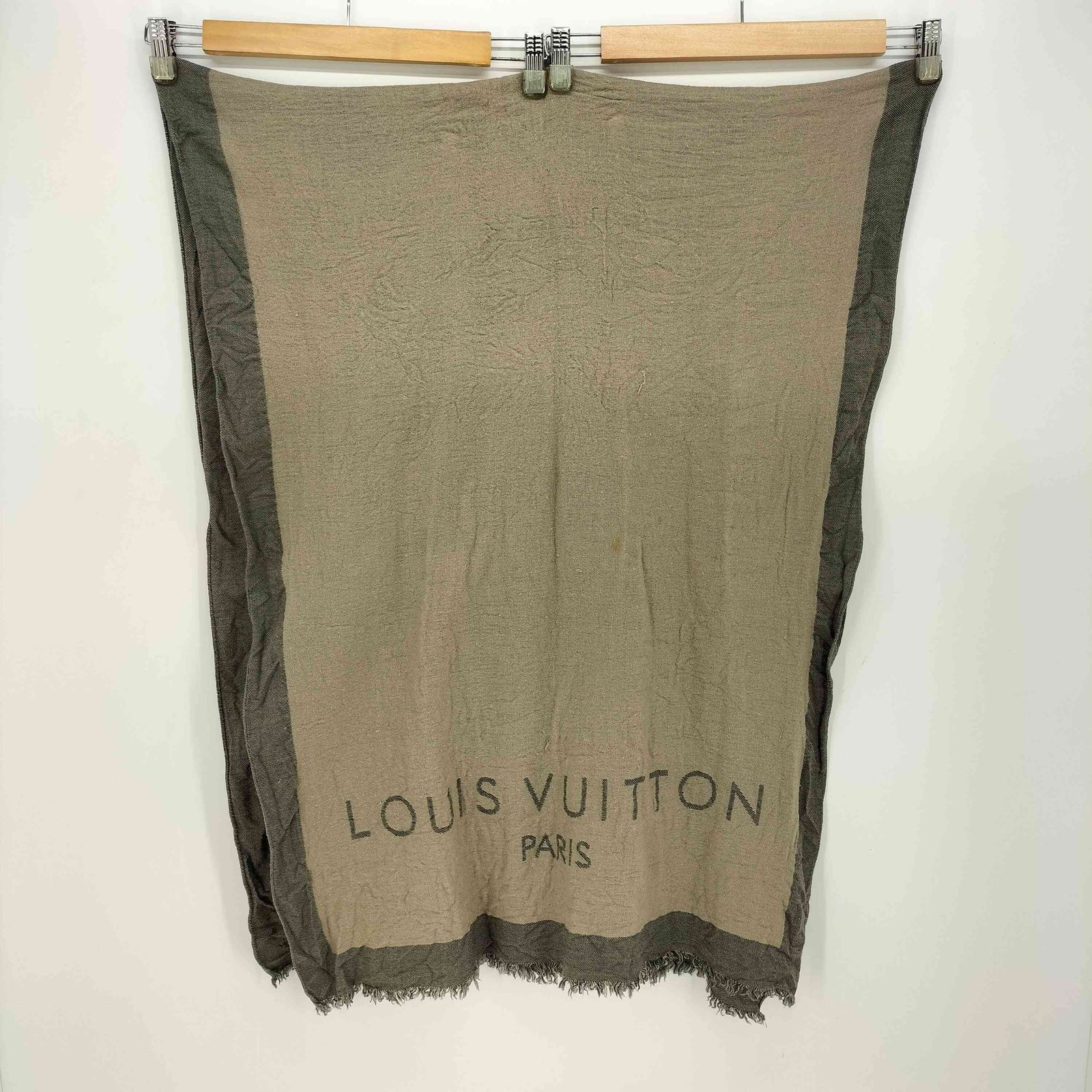 ルイヴィトン LOUIS VUITTON イタリア製 ウール カシミヤ ロゴ 大判 ストール メンズ 表記無