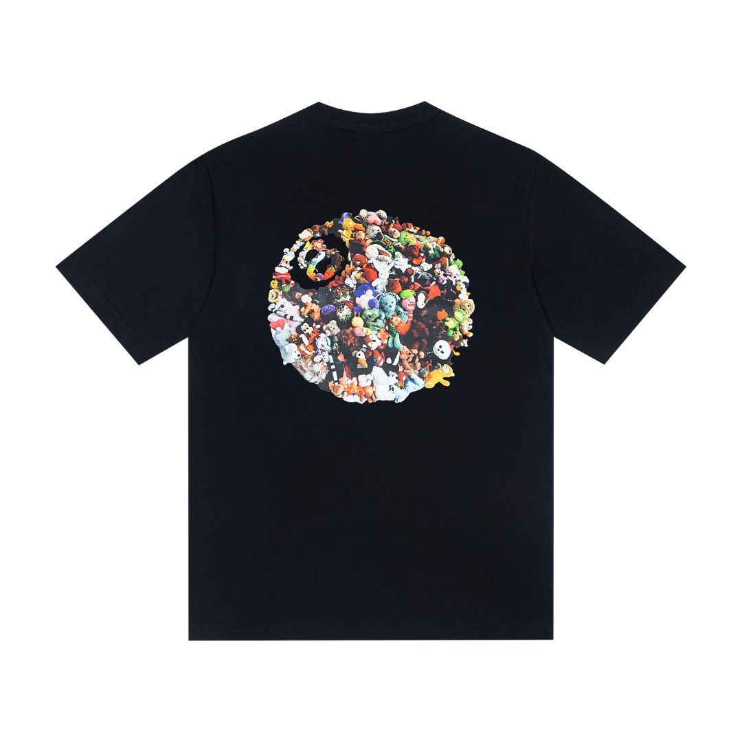 Stussy 春夏シリーズ カートゥーンキャラクター プリント ラウンドネック 半袖 Tシャツ メンズ レディース モデル着用