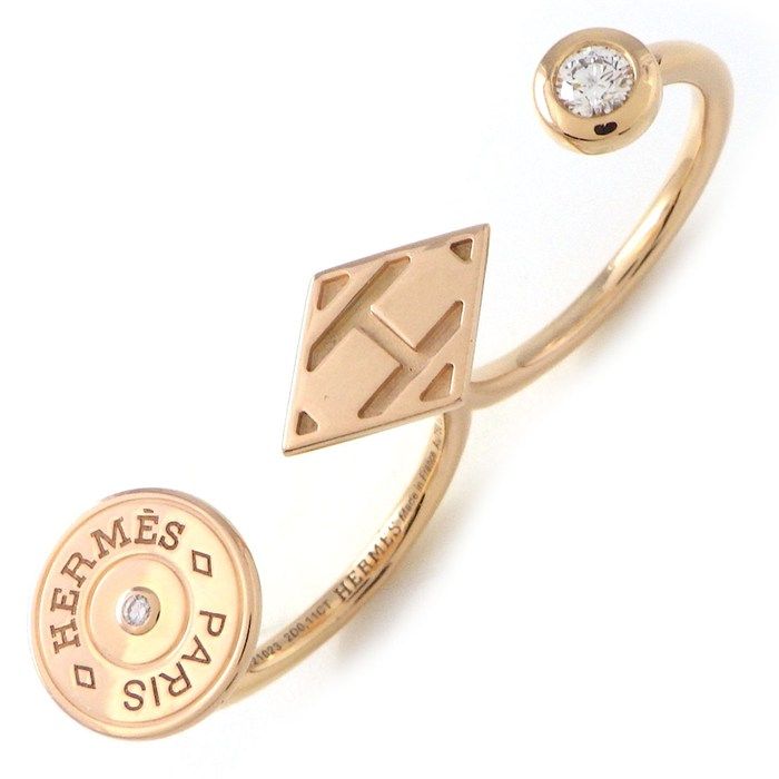 エルメス HERMES リング ガンバード ダブル Hロゴ 2ポイント  