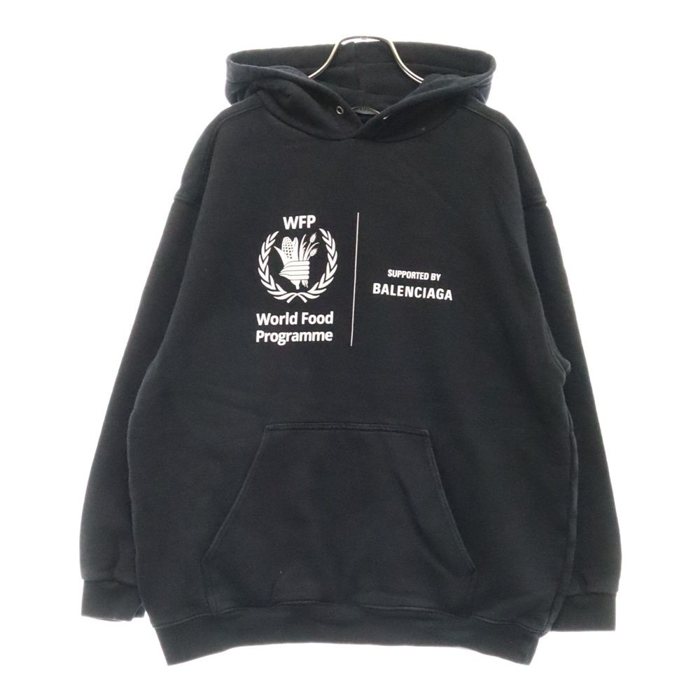 BALENCIAGA (バレンシアガ) 20AW WFP ロゴプリント スウェット プルオーバーパーカー ブラック 600583 THV83