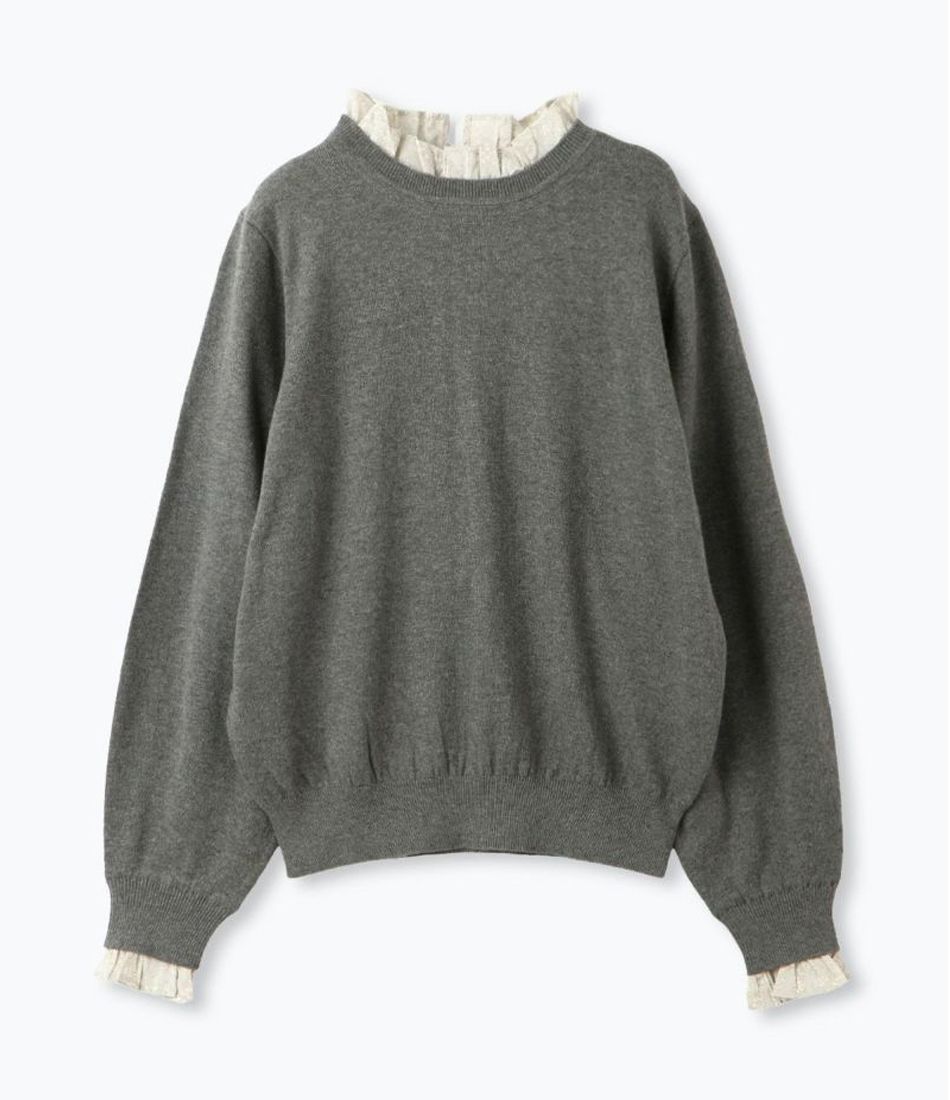 sosotto ソソット コットンカシミヤLIBERTYフリルカラープルオーバー