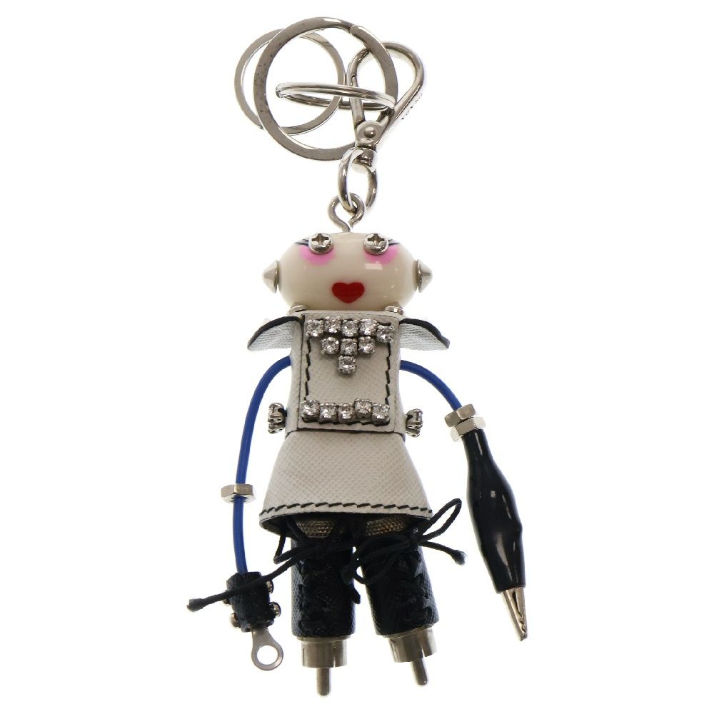 美品　PRADA ナンシー ロボットキーホルダー ホワイト PRADA (プラダ) ナンシー ロボットキーホルダー ホワイト - メルカリ