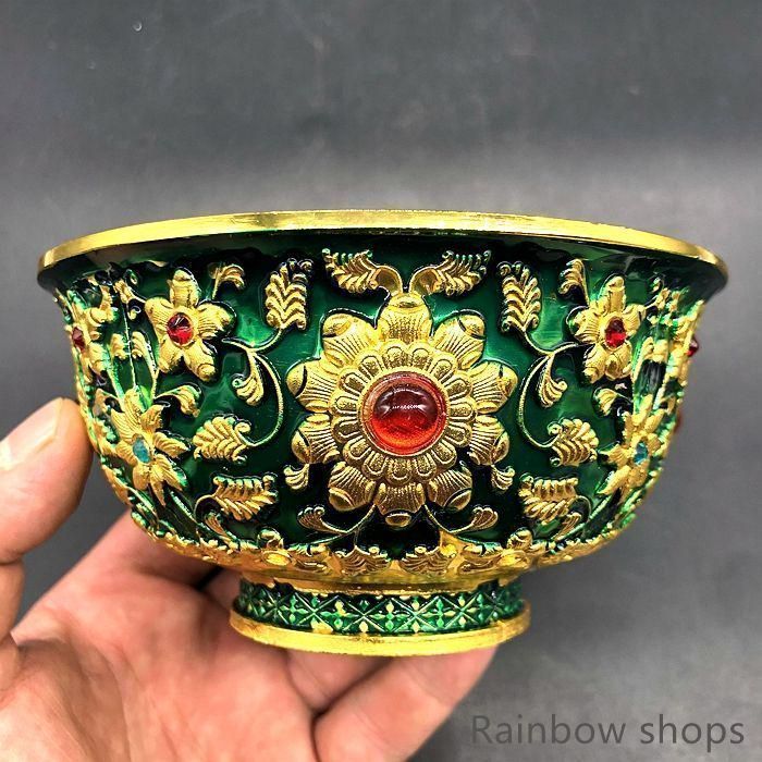 置時計　 アンティーク　骨董品　金彩　金属工芸　 景泰藍花卉紋　琺琅彩 収蔵家蔵・銅製・景泰藍・琺瑯彩・花開富貴紋・花瓶』具置物・古賞物・