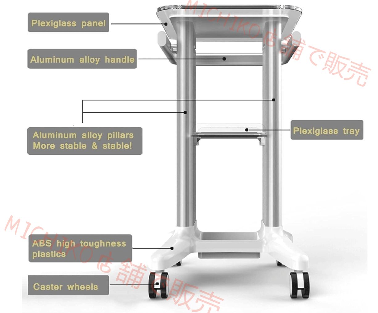 美容車用カート 折りたたみ 美容室ワゴン キャスター付き キッチンワゴン 美容室ラック コンパクト収納 取っ手付き 防水 ステンレス製 トレイ 医療用カート 移動便利 理髪店 ネイルワゴン エステワゴン 脱毛サロン バスケットワゴ