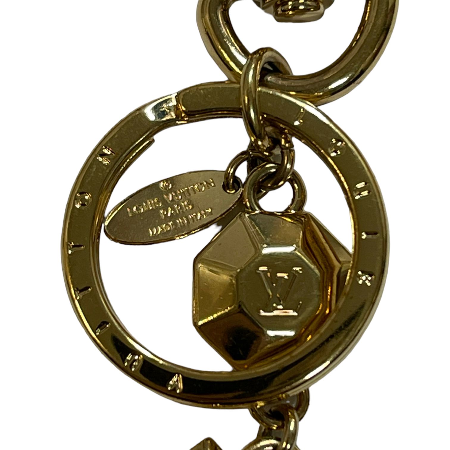 中古品】LOUIS VUITTON ルイヴィトン キーリング M65216 ゴールド ロゴ 