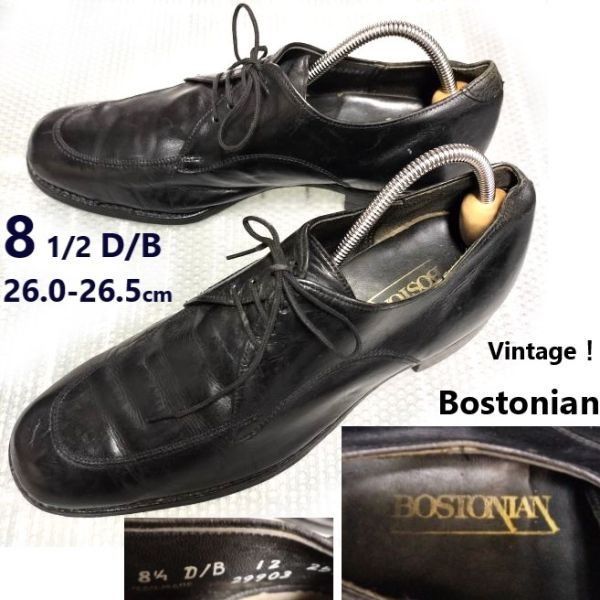 USA/60s-70s?/Vintage★ボストニアン/Bostonian★グッドイヤー製法/本革Uチップ【8D/26.0/黒】ビジネスシューズ/dress/shoes◆b9C54-55 USA/60s-70s?/Vintage☆ボストニアン/Bostonian☆グッドイヤー製法/本