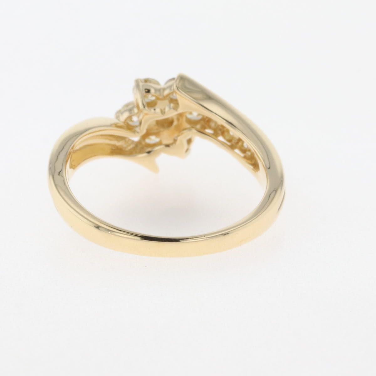 フラワーモチーフ デザインリング YG イエローゴールド 指輪  