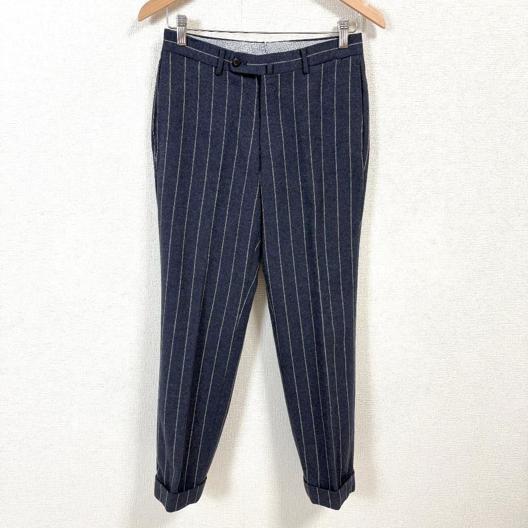 美品】 BEAMS F ウールスーツセットアップ 88 ネイビー ストライプ