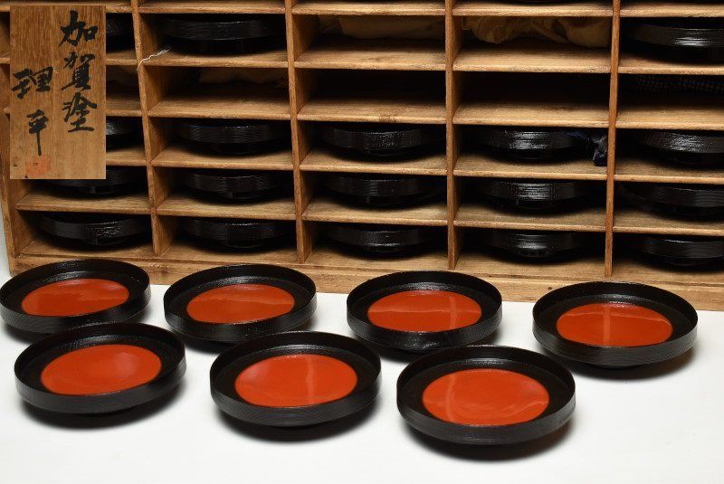 蔵A3185 山中塗 加賀 塗 塗師 木田理平 木皿 菓子皿 三十客 共箱