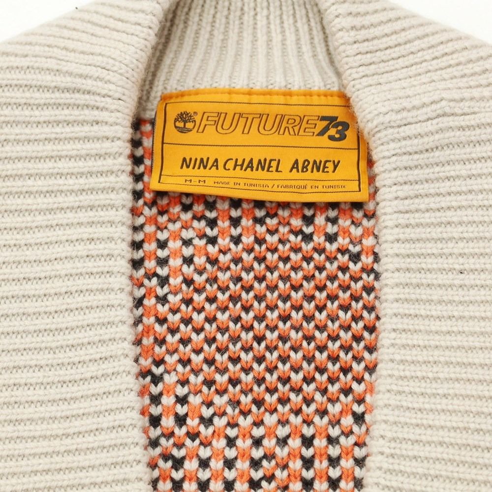 【中古】【未使用】ティンバーランド Timberland × Nina Chanel Abney 2023年秋冬 ミドルゲージウールコットン カーディガン ライトベージュxブラック【サイズM】【ユニセックス】 中古】【未使用】ティンバーランド Timberland × Nina Chanel Abney