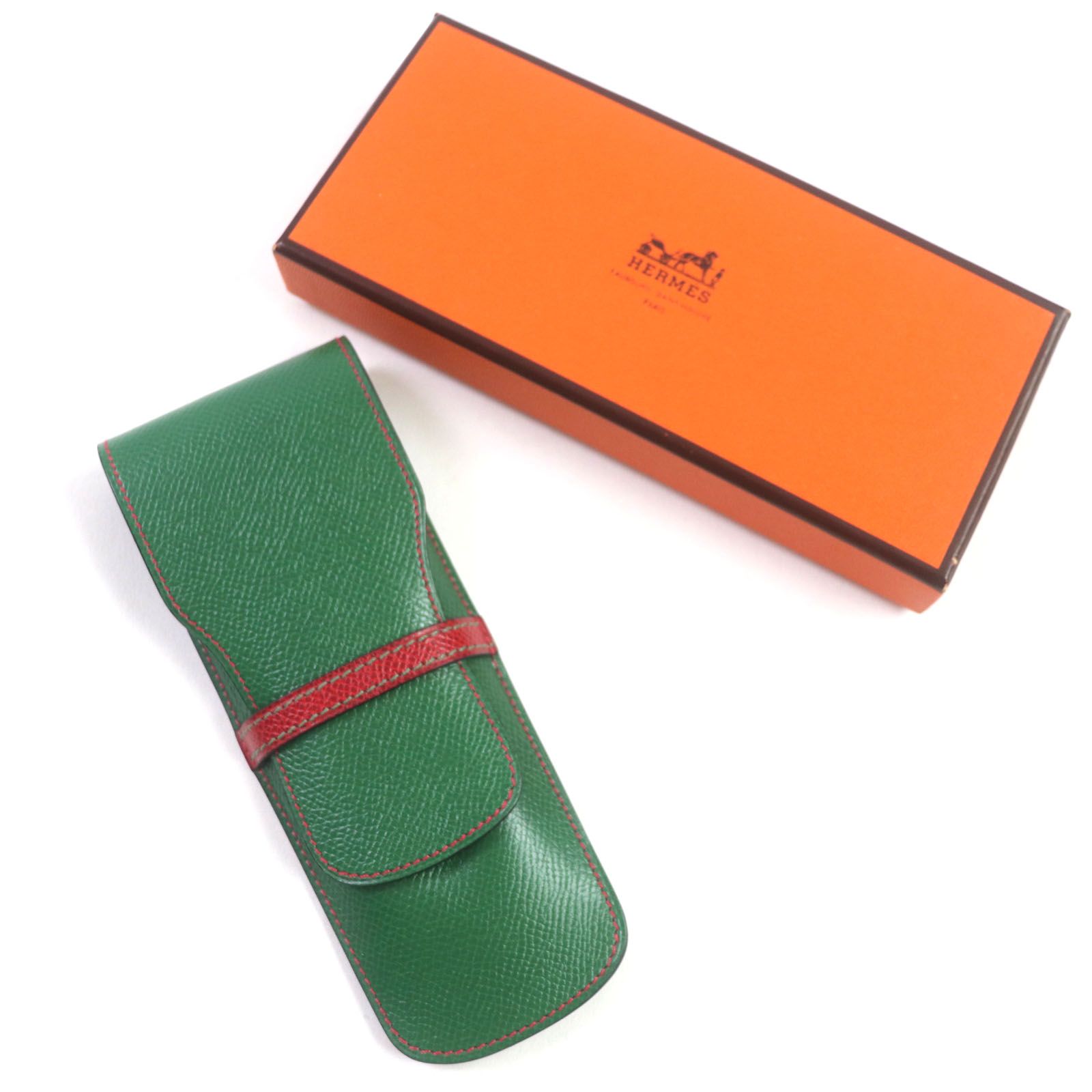 極美品▽HERMES エルメス バイカラー フラップ式 クシュベル レザー 