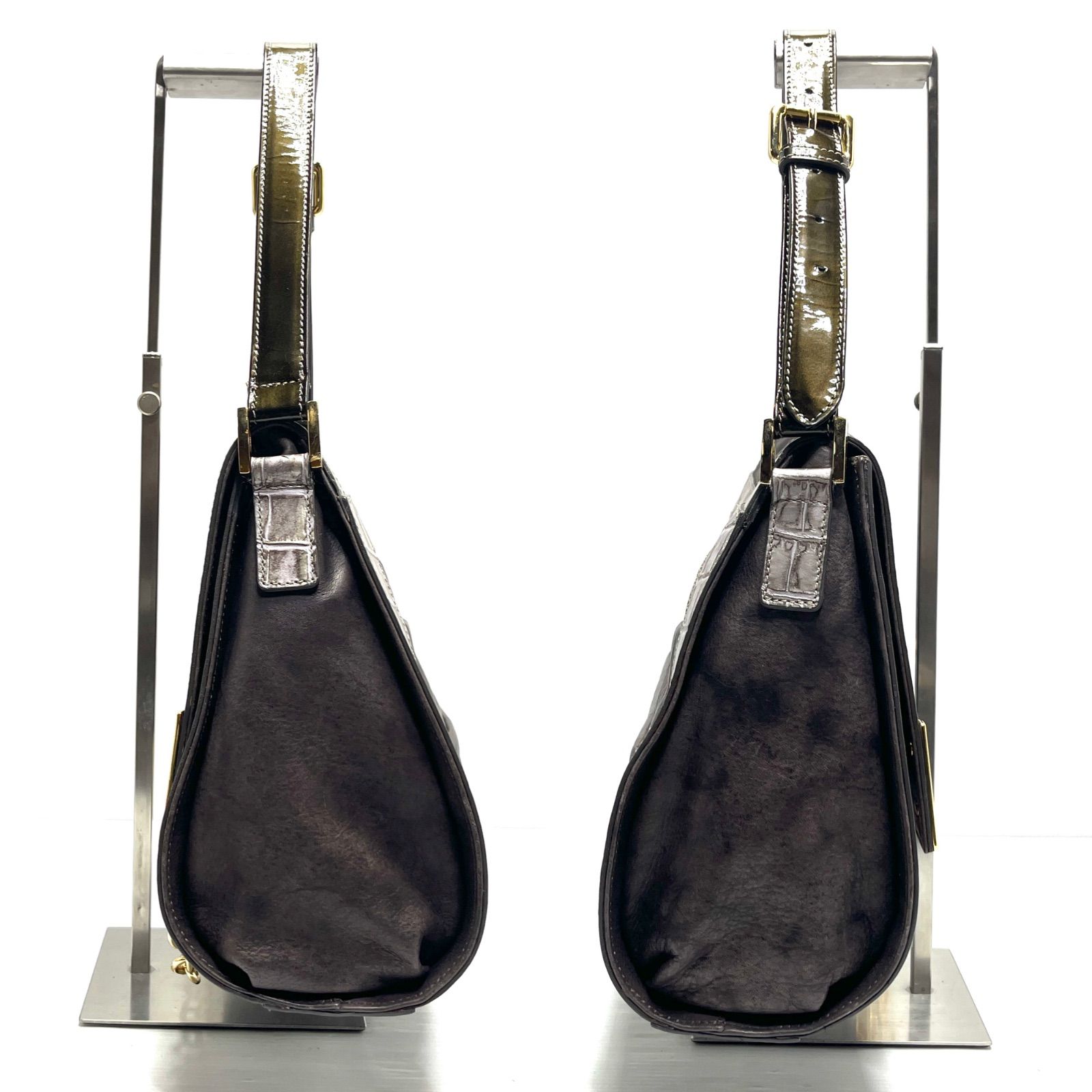 美品】braccialini ブラッチャリーニ 本革 レザー ドラム型