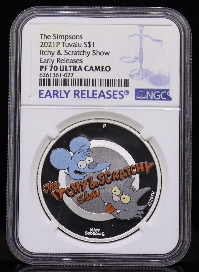 2021 Tuvalu 1oz $1 Itchy and Scratchy Show NGC PF70 Ultra Cameo