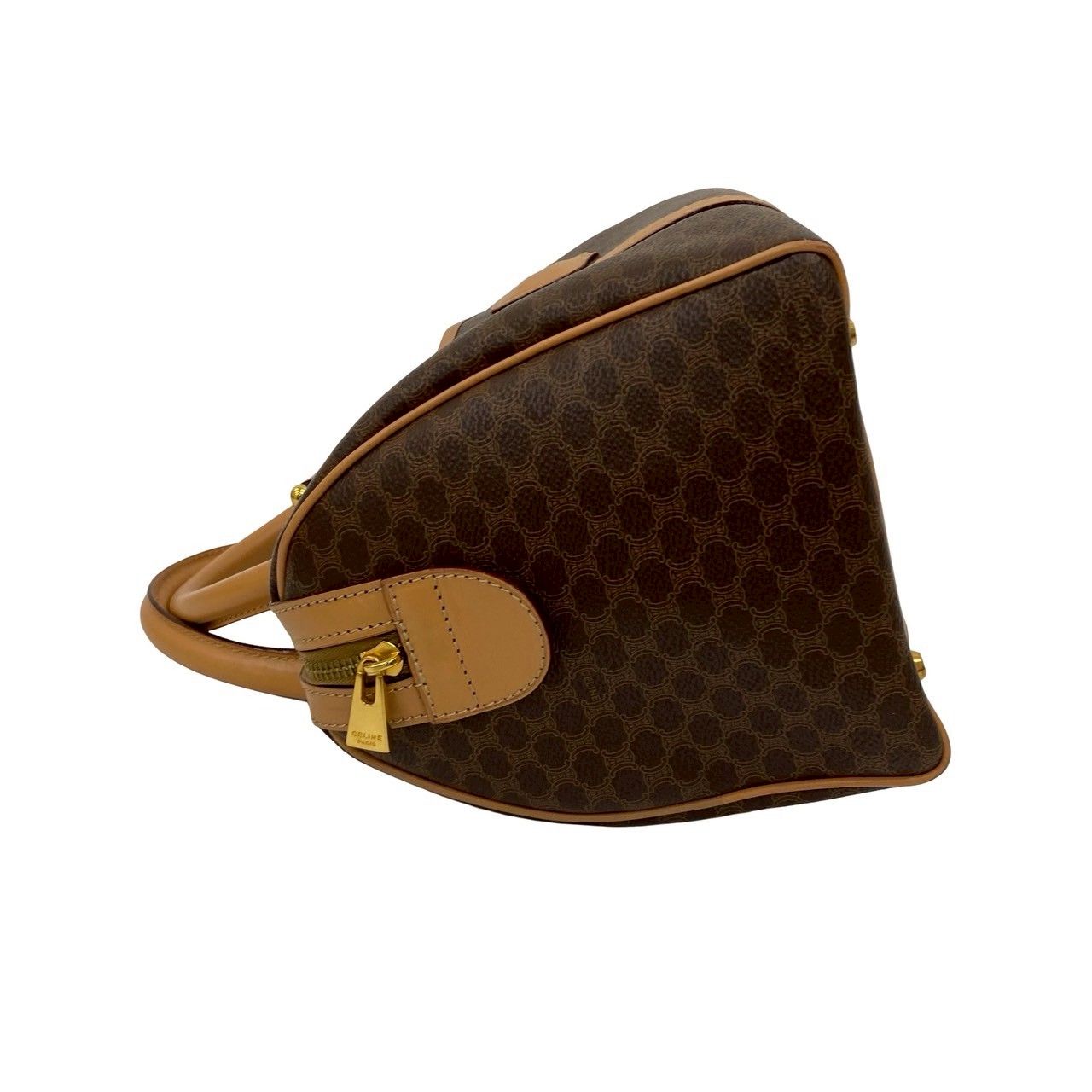 CELINE セリーヌ マカダム ブラゾン 柄 レザー ミニ ボストンバッグ 極 美品 CELINE セリーヌ ヴィンテージ マカダム ブラゾン