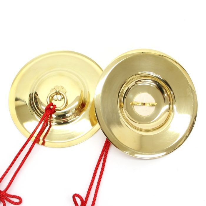 真鍮製 手拍子 ちゃっぱ 4寸 直径12cm 重目 房付