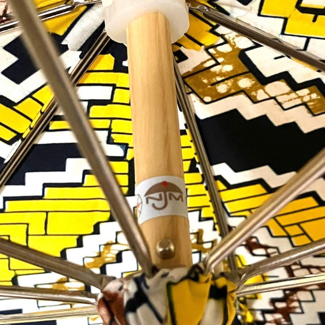 ほぼ未使用 2154 mandrake 日傘 雨傘 バンブー イエロー ネイビー  