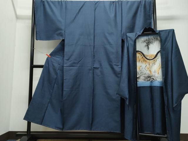 平和屋着物○男性 紬 アンサンブル 長羽織 110亀甲 正絹 逸品 未使用