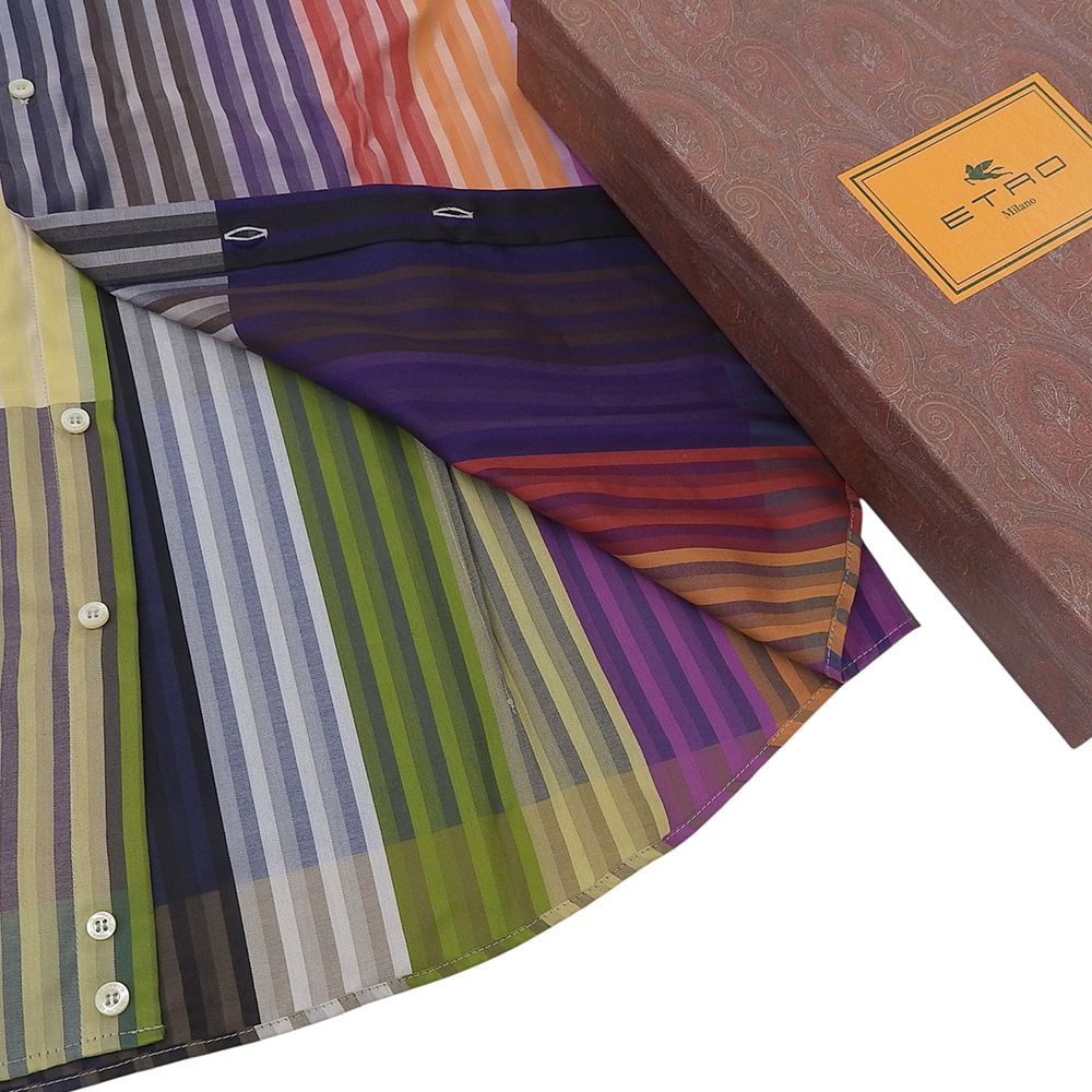 箱付未使用 エトロ ETRO 現行タグ マルチカラー ストライプ ボタン  