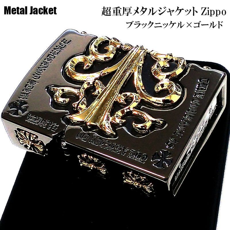 ZIPPO メタルジャケット クロス 超重厚 ジッポ ライター ブラック 