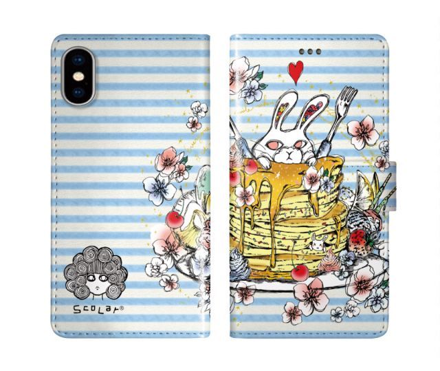 [iPhone13 Mini] iPhone16 ケース スカラー スマホケース 手帳型 iPhone16 Pro ケース アイフォン16 15 14 13 12 11 スマホカバー 全機種対応 手帳 ScoLar パンケーキ フラワー ウサギ スカラコ ボー