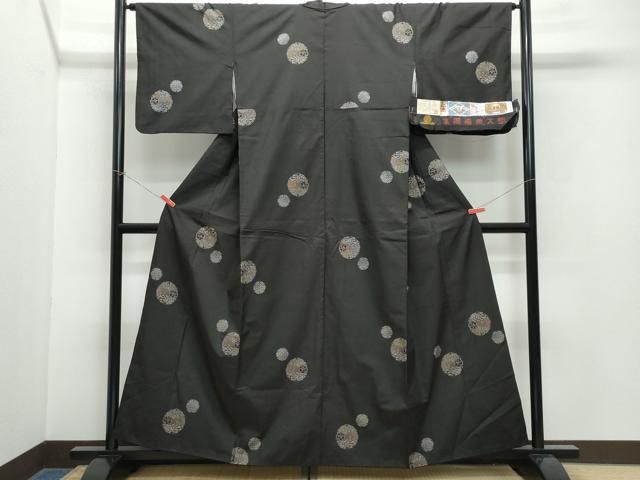 平和屋着物□本場大島紬 泥染め 7マルキ 亀甲文 正絹 逸品