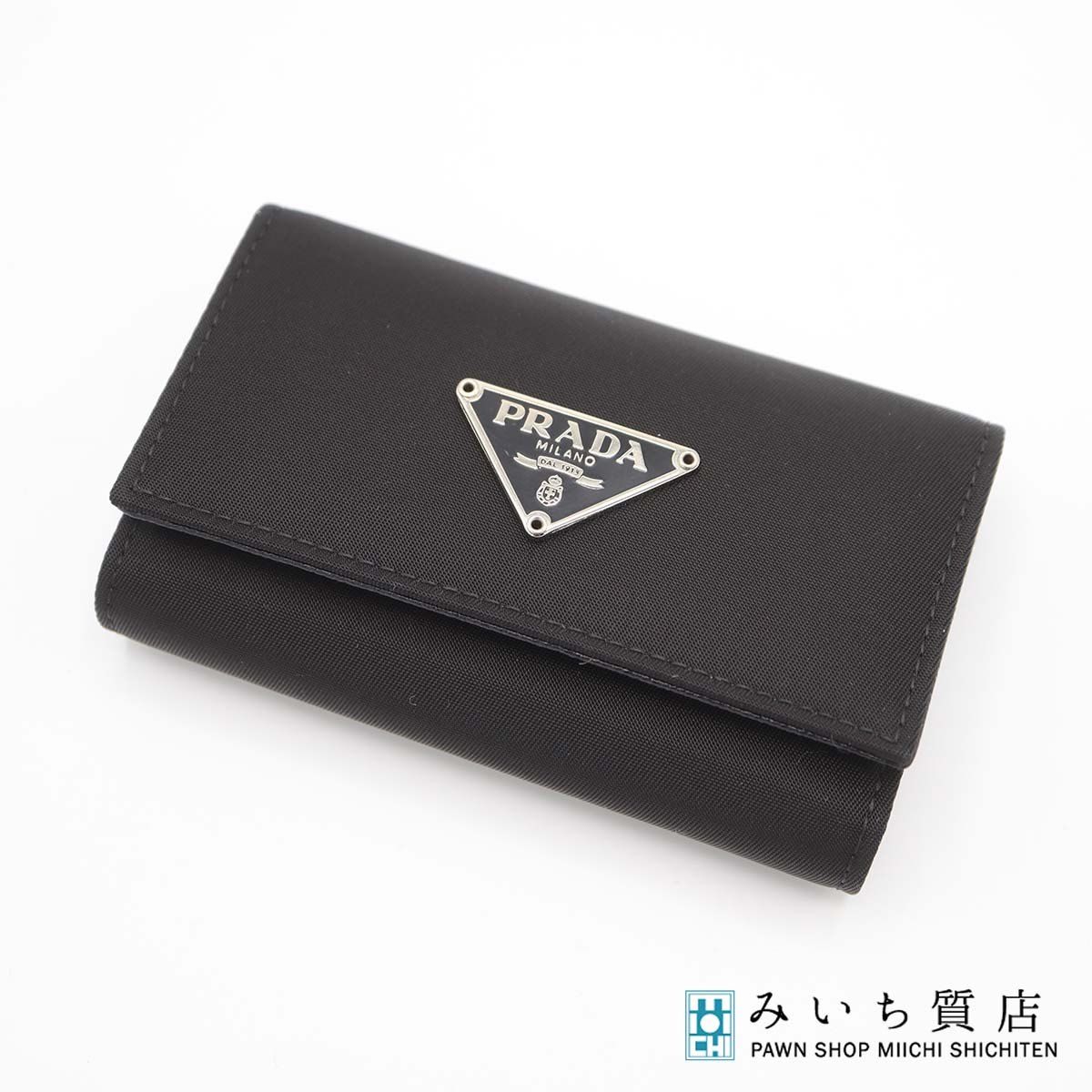 PRADA プラダ サフィアーノレザー キーケース 6連 鍵入れ M222 ナイロン 黒 ギャラあり M4227