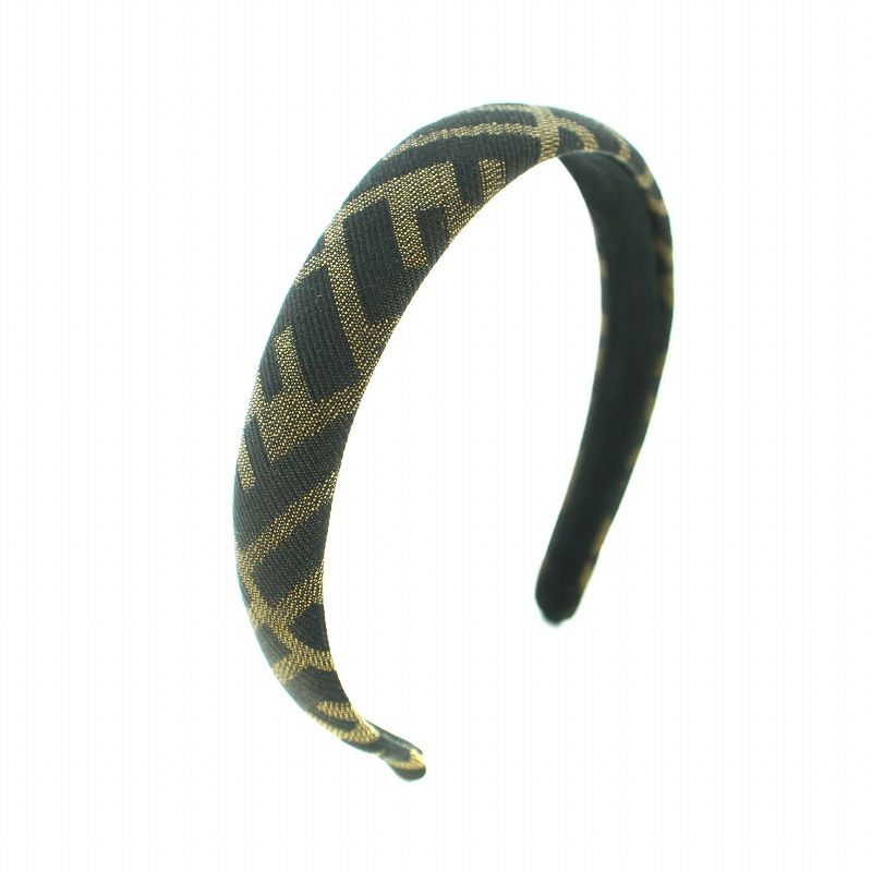 FENDI ズッカ ロゴ カチューシャ ヘアアクセサリー ブラウン 極美品