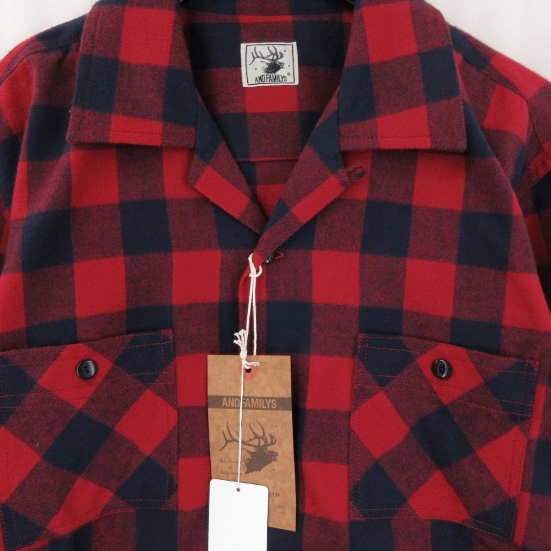 未使用 ANDFAMILYS アンドファミリー 長袖チェックシャツ SHL-2312760 CLASSIC OPEN CHECK SHIRTS レッド  M タグ付き 71009748 - メルカリ