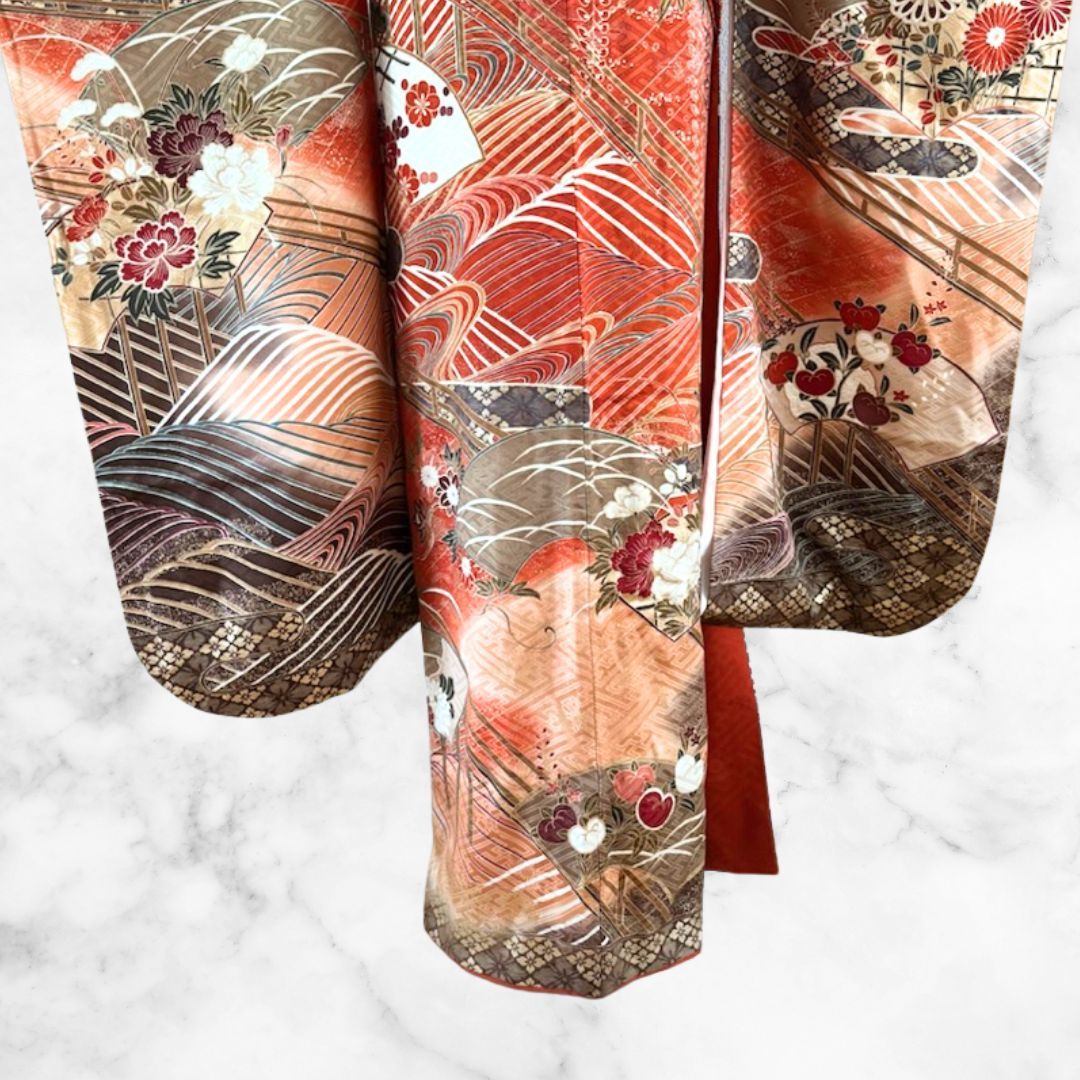 トール 美品 振袖 フルセット 身丈165 正絹 furisode 辛子色 トール 美品 振袖 フルセット 身丈165 正絹 furisode 辛子色