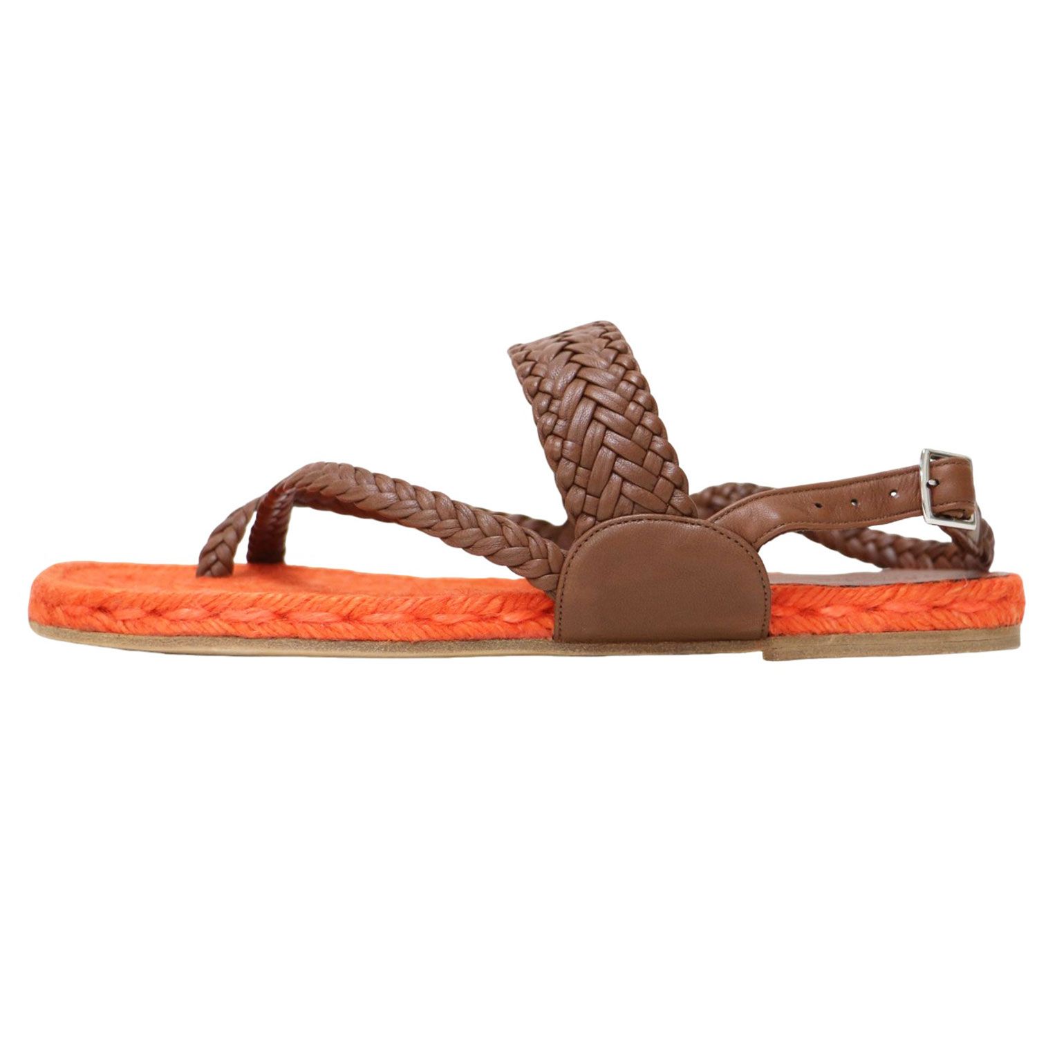 エルメス HERMES エスパドリーユ サンダル サイズ38 約24.5cm美品 新品】HERMES エルメス サンダル ブラウン オレンジ サイズ:38(24.5m