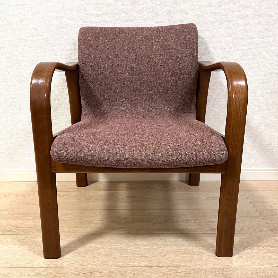 そ6)日進木工 アームチェア 飛騨家具 レトロヴィンテージ 肘掛椅子 曲