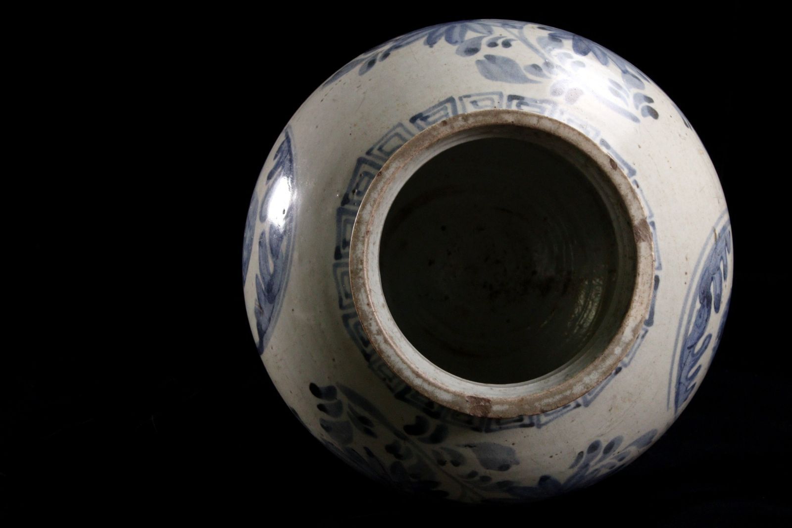 李朝時代 白磁製 青花染付壷 24.5cm 箱付 朝鮮古陶 唐物骨董 楾