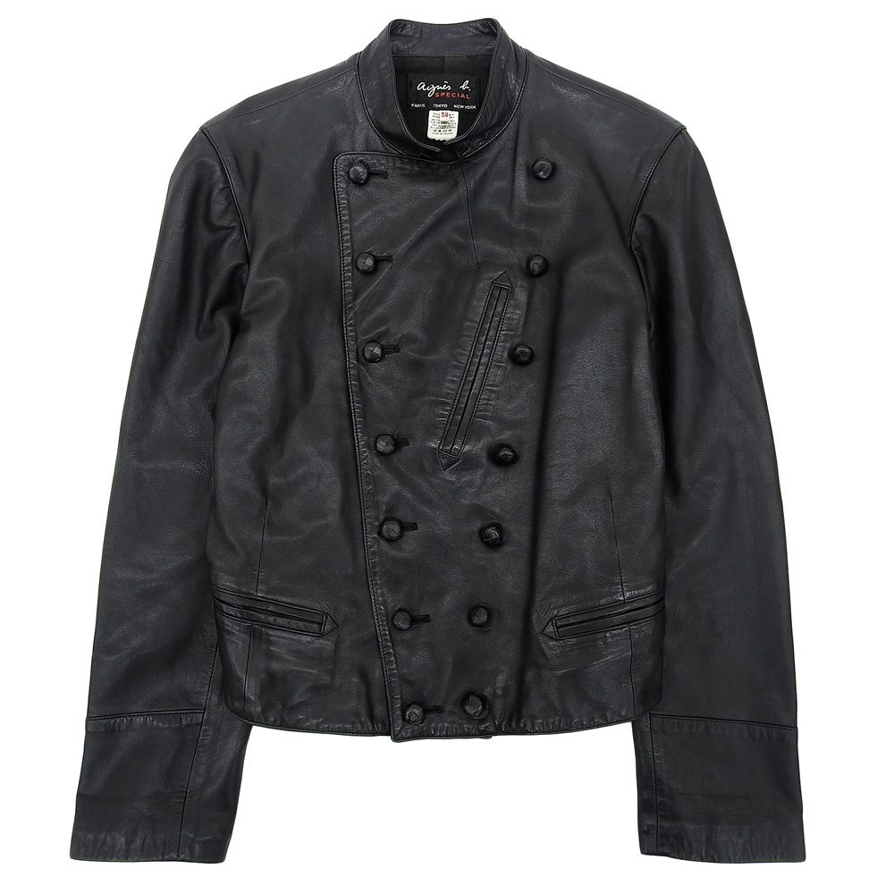 agnes b. アニエスべー フランス製 ジャケット ライダース アウター レディース レザー ブラック 38 90’s ヴィンテージ