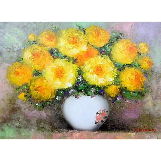油彩画 洋画 (油絵額縁付きで納品対応可) 丸っこい WSM 「ばら1