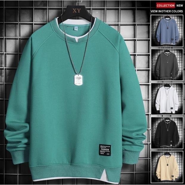 長袖トレーナー メンズ スウェット プルオーバー 秋服 薄手 カジュアル 白 黒 メンズファッション ルームウェア