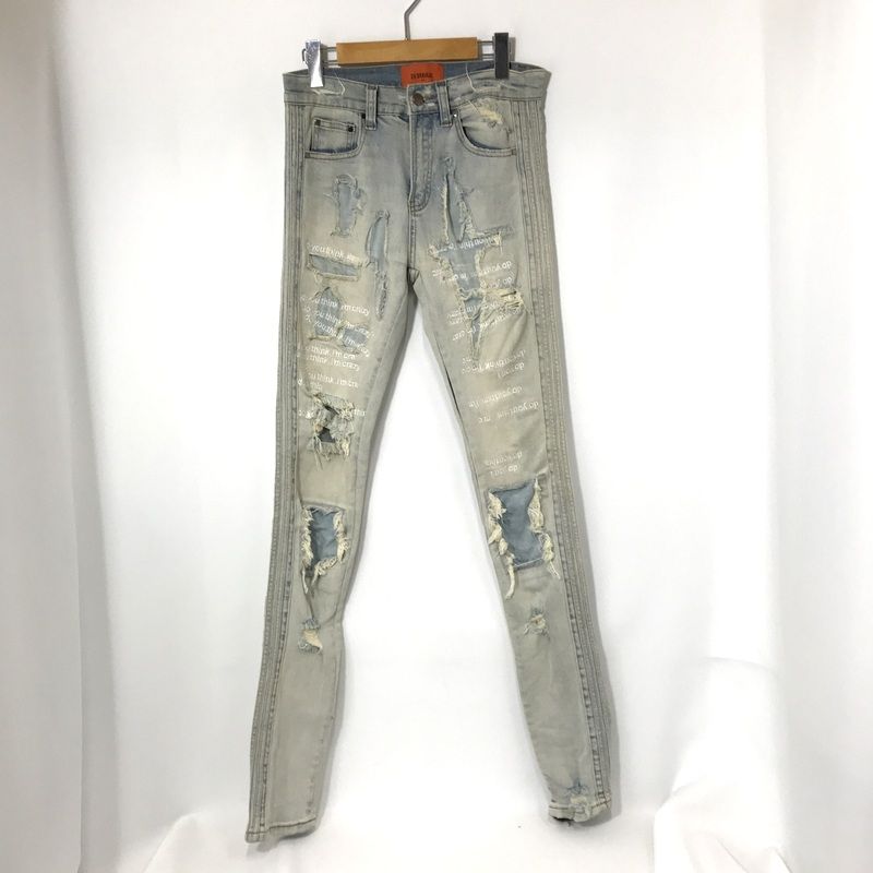 EVBRAVADO エブブラバド デニムパンツ クラッシュジーンズ 細身 